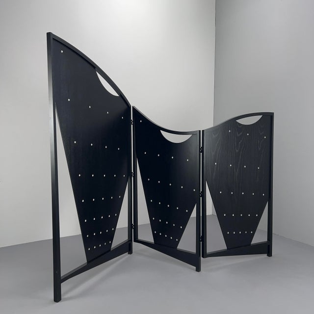 Black Postmodern Black Atlantic Folding Screen or Room Divider by Eric Raffy, France, 1987 For Sale - Image 8 of 8