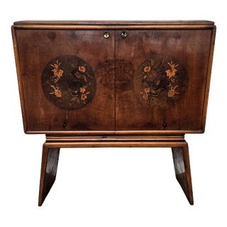Vintage Italian Art Deco Bar Cabinet in Walnut, 1950s For Sale