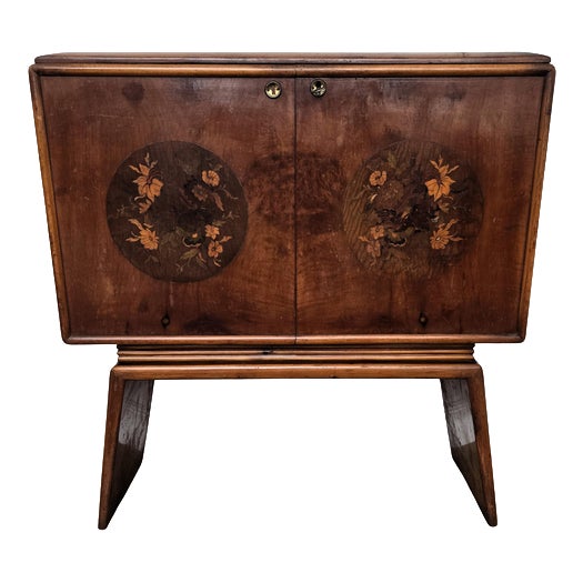 Vintage Italian Art Deco Bar Cabinet in Walnut, 1950s For Sale