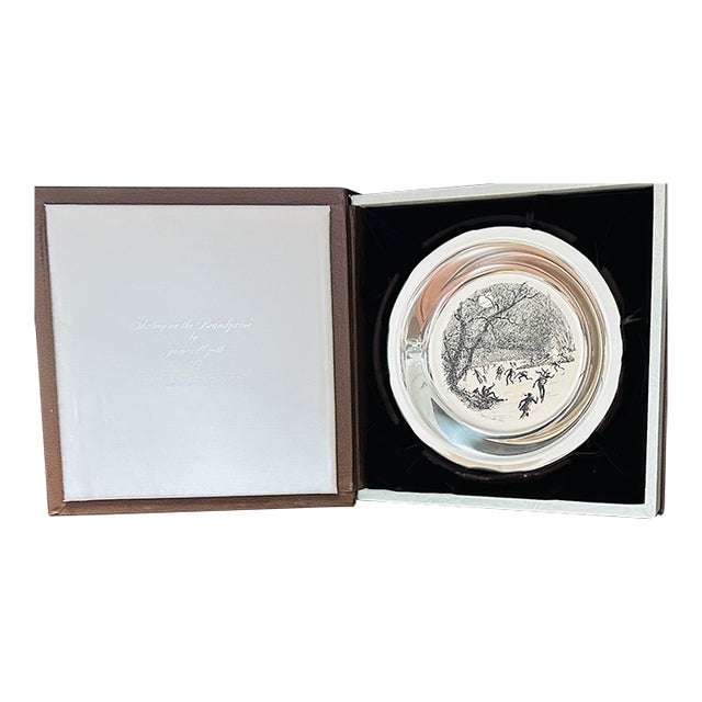 1975 "Skating on the Brandywine" Plate by James Wyeth "Sterling Silver" Franklin Mint For Sale