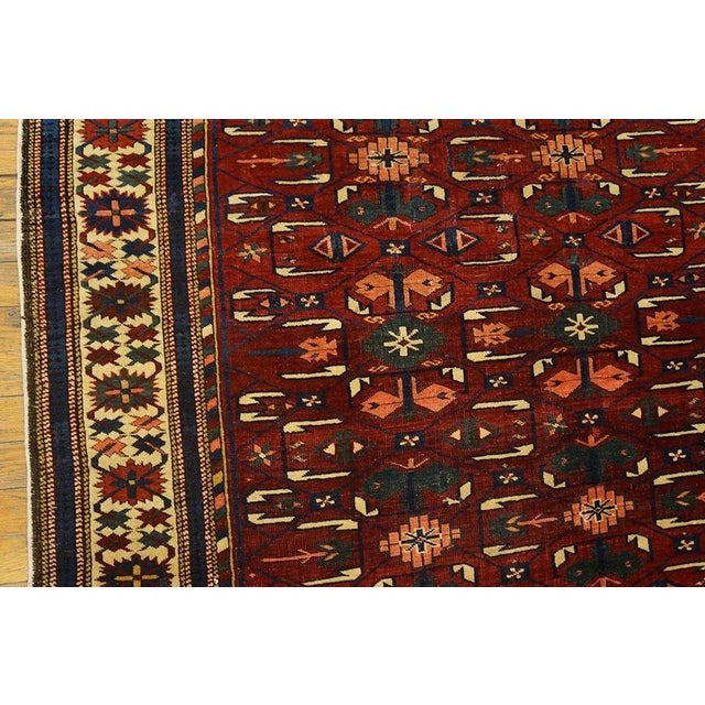 Late 19th Century 1890s Ruby Red Tribal Geometric Antique Caucasian Kuba Rug 4' 2''x 5' 10'' Knotted Wool Carpet For Sale - Image 5 of 11