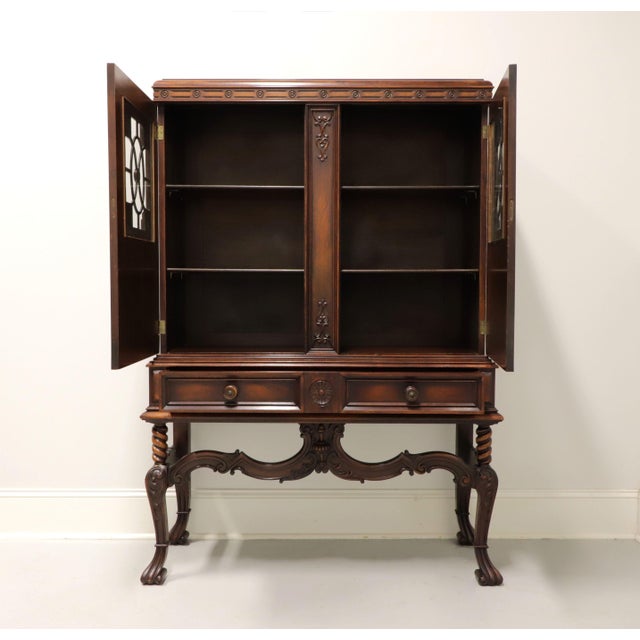 Early 20th Century Rockford Antique Carved Walnut French Gothic China Display Cabinet For Sale - Image 5 of 12