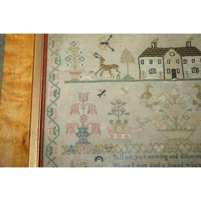 Wood Antique George III Pictorial Friendship Sampler, 1798 For Sale - Image 7 of 17