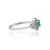 Contemporary Art Deco Oval Emerald & Diamond Halo Cluster Ring in Silver, Size 7.5 For Sale - Image 3 of 12