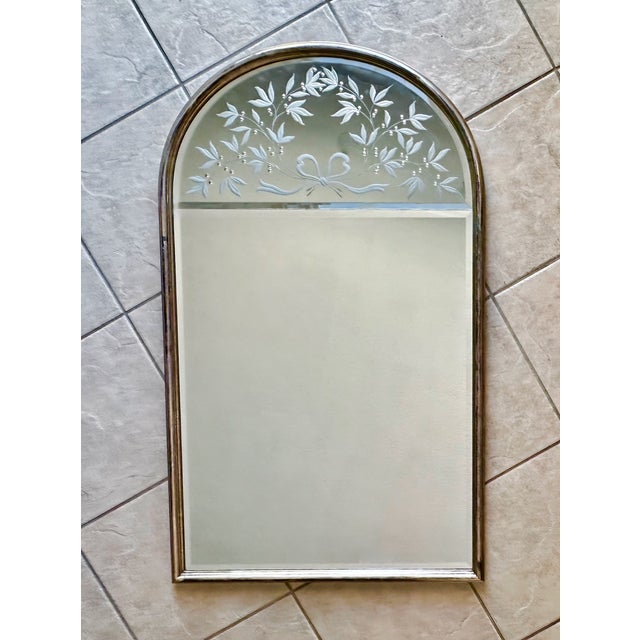 Andrei Enzo Labarge Italian Etched Arched Wall Mirror For Sale - Image 12 of 12