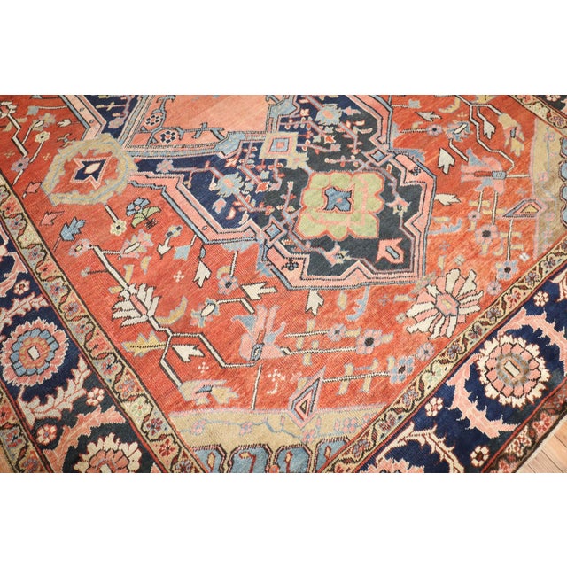 Traditional Antique Signed Heriz Large Scale Rug - 8'3" x 10'10" For Sale - Image 3 of 12