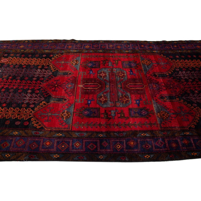1960s 1960s Vintage Bidjar Hand-Knotted Wool Rug With a Red Color Fiel For Sale - Image 5 of 7