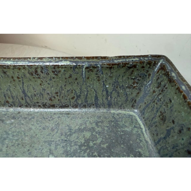 Green Vintage Mid Century Modern Handmade Green Studio Cubist Pottery Planter Pot Vase For Sale - Image 8 of 12