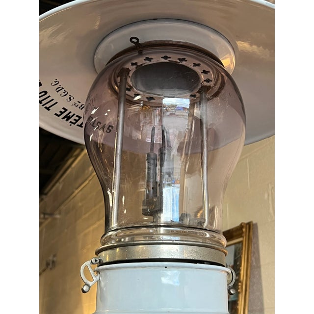 Industrial Antique French Industrial White Porcelain Gas Lamp “Systeme Tito Landi” C. 1900 For Sale - Image 3 of 9