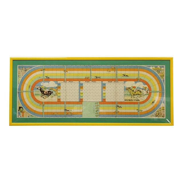 Belmont Park C1920s Horse Race Game Board Custom Framed For Sale
