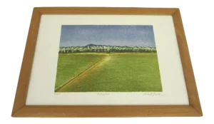"Alfacfar, Argentina Fields" Contemporary Landscape Numbered Silkscreen by Abelardo Jose Ulices, Framed