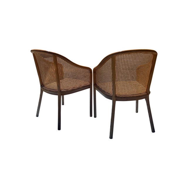 1980s Modern Pair of Cane Landmark Chairs by Ward Bennett for Brickel For Sale - Image 5 of 9