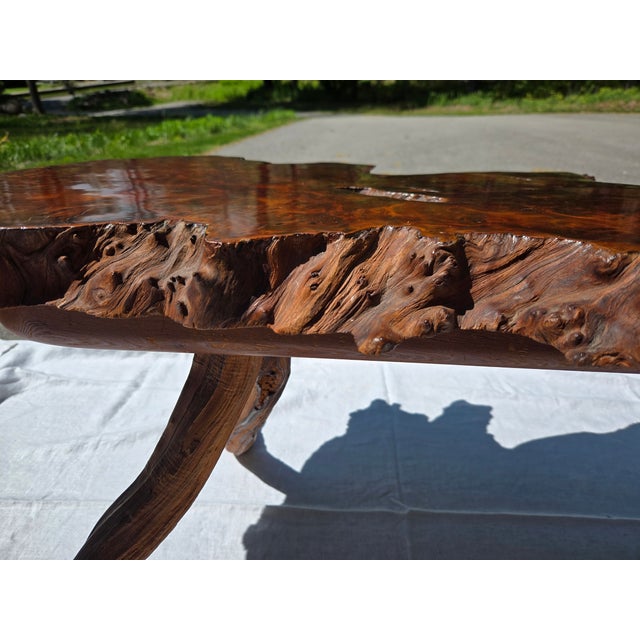 1970s Vintage Live Edge Coffee Table or Bench For Sale - Image 5 of 10