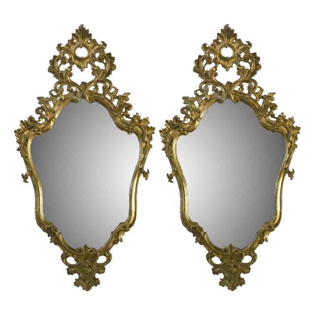 Gilded Carved Wooden Mecca Mirrors, Set of 2 For Sale