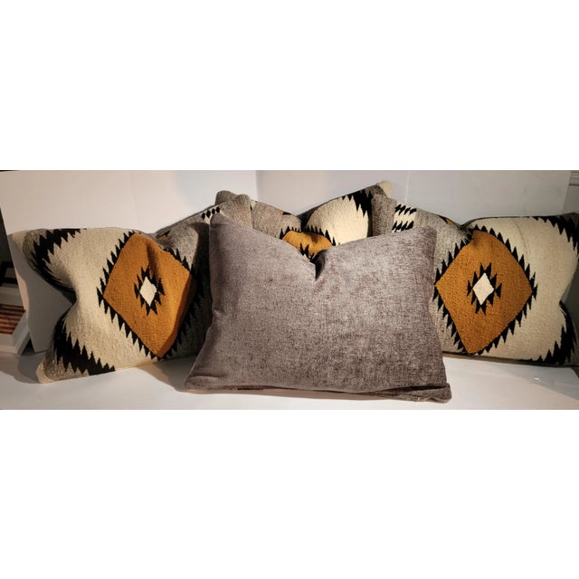 1940s Navajo Indian Geometric Weaving Bolster Pillows For Sale - Image 5 of 5
