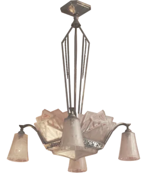 French Four-Arms Hanging Light by Muller Frères for Muller Frères, 1930s
