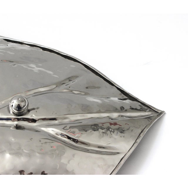 Nickel Plated Leaf Form Serving Tray For Sale - Image 11 of 13