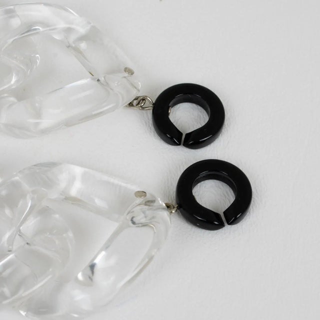 Plastic Angela Caputi Italy Large Transparent and Black Resin Chain Choker Necklace For Sale - Image 7 of 9