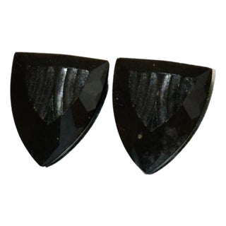 Art Deco 1920s-30s Black Bakelite Shoe Clips or Brooches Pair For Sale