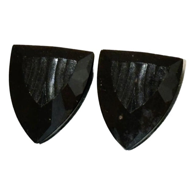 Art Deco 1920s-30s Black Bakelite Shoe Clips or Brooches Pair For Sale