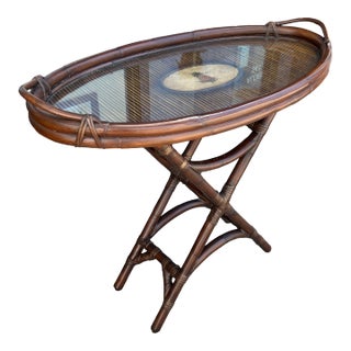 Vintage British Colonial Style, Bamboo Tray Table or Bar. For Sale