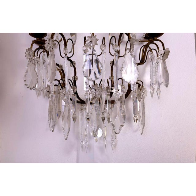 French Seven Branch Cut-Crystal Wall Lights, 1860, Set of 2 For Sale - Image 9 of 13