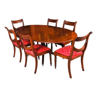 Vintage Oval Regency Revival Dining Table and Chairs from William Tillman, 1990s, Set of 7 For Sale