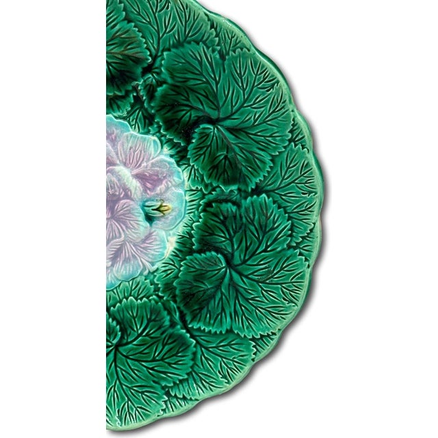 Ceramic Beautiful 1880s Antique Victorian Majolica Dish With Bracket for Wall Plate Hanging Display - Great Colors For Sale - Image 7 of 18