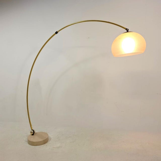 Arc Floor Light in Brass and Travertine by Goffredo Reggiani, 1970s For Sale - Image 9 of 9