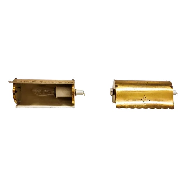 Antique Scandinavian Wall Lights in Brass with Star Pattern, 1950s, Set of 2 For Sale