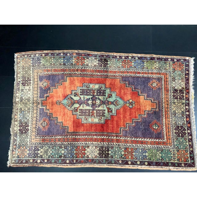 Textile Vintage Turkish Anatolian Handmade Wool Multicolor Rug For Sale - Image 7 of 11