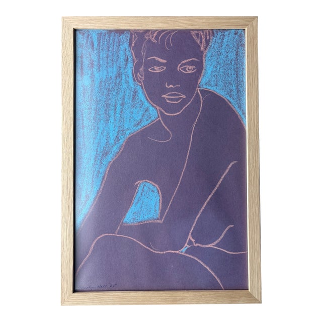 1965 Femme Nue Original Pastel Figure Drawing, Signed and Framed For Sale