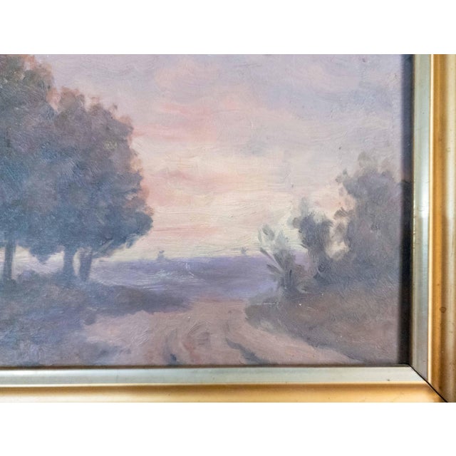 20th Century American Tonalist Sunset Landscape Painting in Gold Frame For Sale - Image 12 of 13