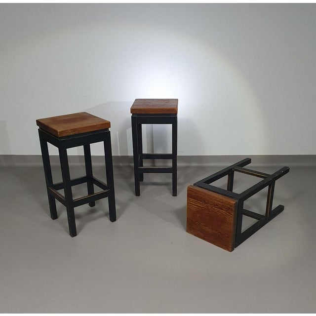 Oak Construction Stools, 1960s, Set of 3 For Sale - Image 6 of 18