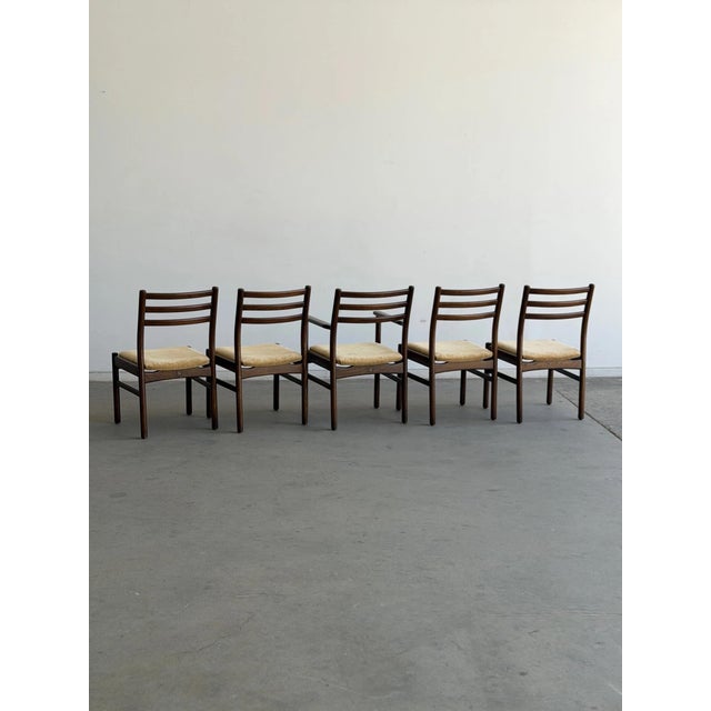 Wood Minimal Mid Century Oak Dining Chairs - Set of 5 For Sale - Image 7 of 12