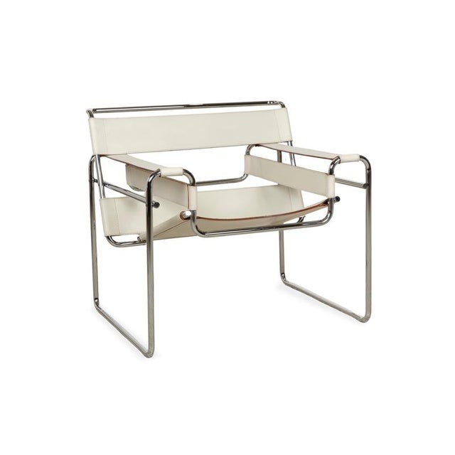 Bauhaus Wassily Chair in Cream Leather by Marcel Breuer for Knoll Inc. / Knoll International For Sale - Image 13 of 13