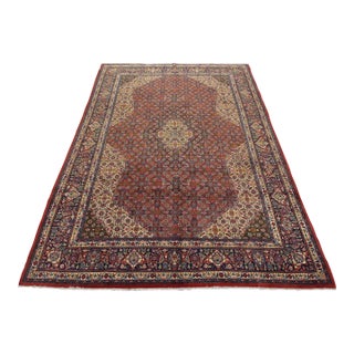 Sarouk Rug 8’3” X 10’11” Red Wool Vintage Traditional Hand-Knotted Carpet For Sale
