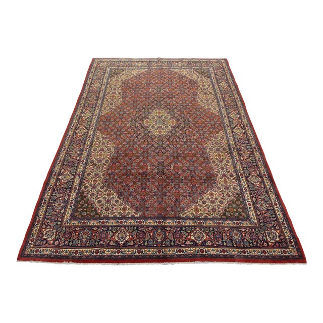 Sarouk Rug 8’3” X 10’11” Red Wool Vintage Traditional Hand-Knotted Carpet For Sale