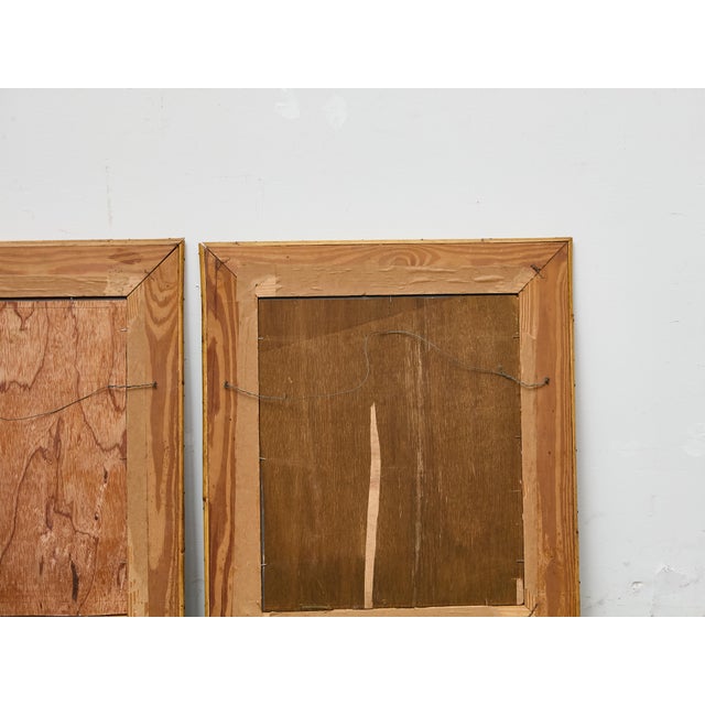 Pair of Painted Wood Mirrors with Bamboo Frames and Tribal Motif Detailing For Sale - Image 4 of 12