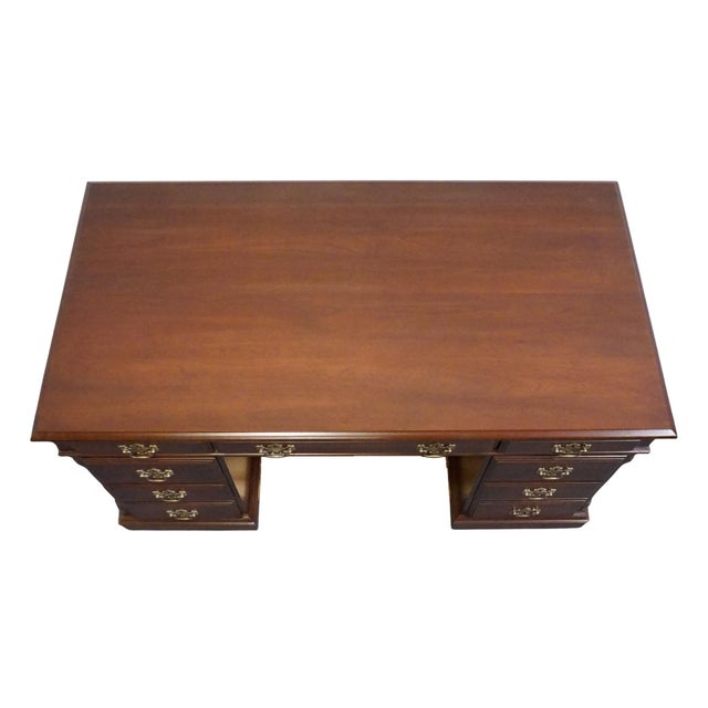 Pennsylvania House Solid Cherry Traditional Style 54" Double Pedestal Office Writing Desk 12-1303 For Sale - Image 9 of 13