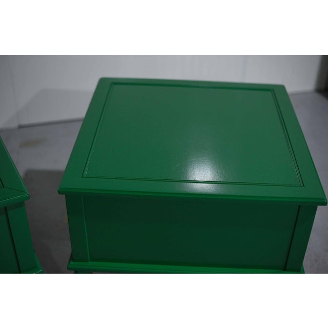 Wood Mid 20th Century Transitional Nightstands in Green - Newly Painted For Sale - Image 7 of 15