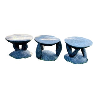 Gene Summers F31a Stool Set Bronze Outdoor Table Plant Stands 80s Brutalist For Sale