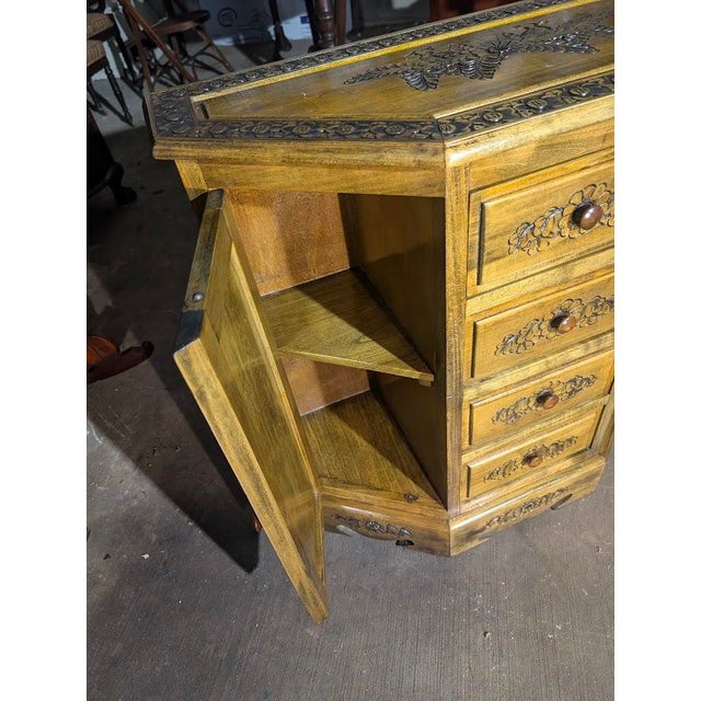 Mid 20th Century Hand-Carved Peacock Corner Cabinet – Boho Indian Style Storage Hutch For Sale - Image 11 of 11