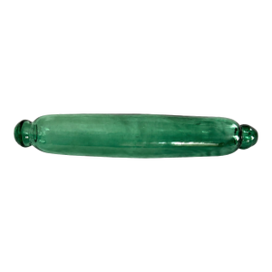 Antique Emerald Green Blown Glass Rolling Pin Ice-Fill Type 15” Primitive Kitchen Decor