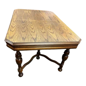 Antique 1920s Spanish Revival Oak and Walnut Dining Table