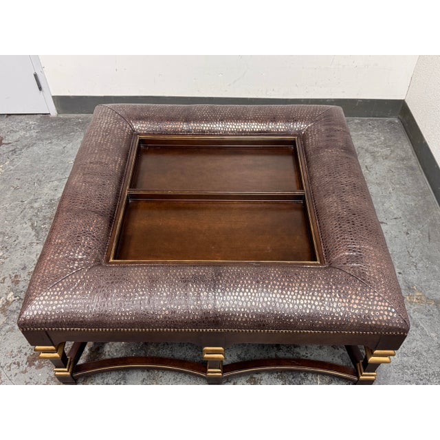 Century Furniture Century Furniture Napa Leather Tray Top Cocktail Ottoman For Sale - Image 4 of 12