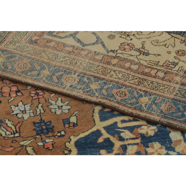 Vintage Turkish Rug With Central Medallion in Beige, Brown & Blue - Rug & Kilim For Sale - Image 9 of 9