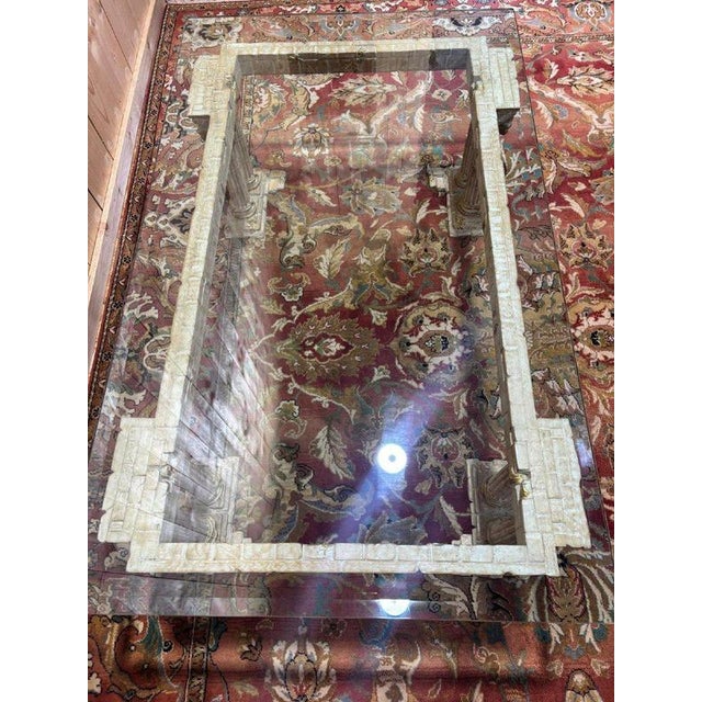 Wood Coffee Table with Corinthian Columns and Glass Top For Sale - Image 7 of 10