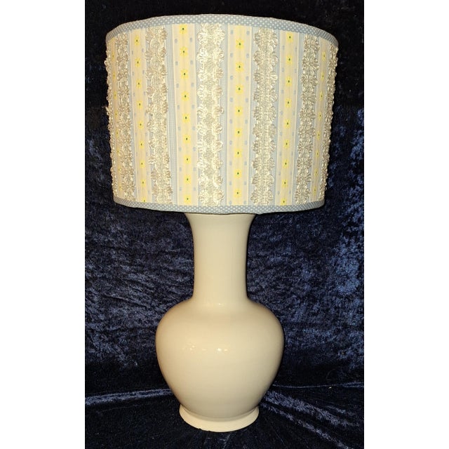 Vintage Table Lamp with Fabric Shade, 1980s, in Very Good conditions. Designed 1980 to 1989 European Plug (up to 250V).The...