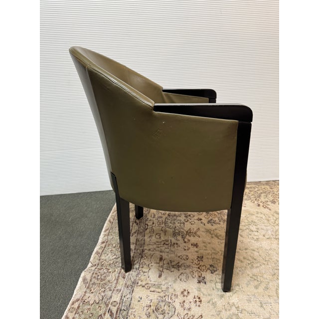 Animal Skin Poltrona Frau Leather Arm Chairs, Set of Four For Sale - Image 7 of 12